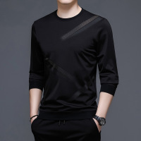 年春季新款卫衣男圆领休闲套头印花中年长袖T恤男打底上衣男