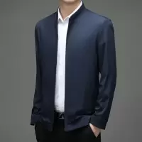 男装春秋新款男士夹克纯色立领拉链长袖商务休闲外套男爸爸
