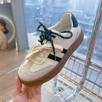 真皮复古德训鞋女秋季新款百搭厚底增高鞋休闲阿甘鞋运动女鞋