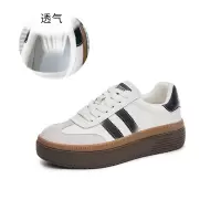 复古真皮德训鞋女秋季新款厚底增高鞋休闲百搭小白鞋运动女鞋