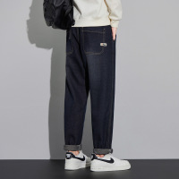 四季青男裝新款时尚潮牌复古宽松百搭简约日系清新男士哈伦牛仔裤