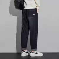 四季青男裝新款时尚潮牌复古宽松百搭简约日系清新男士哈伦牛仔裤