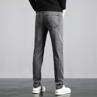 莱赛尔牛仔裤男直筒宽松长裤子秋冬厚款修身弹力潮牌烟灰色休闲裤