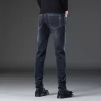 高档韩版修身男裤秋冬厚款修身弹性百搭时尚高级感小直筒牛仔裤男