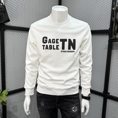 欧洲站加绒卫衣男秋冬字母潮ins修身潮流帅气休闲长袖T恤上衣时尚