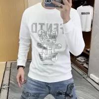 秋冬新款重工卫衣男烫钻贴布小熊圆领长袖体恤衫套头上衣打底