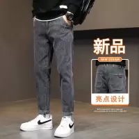 春秋款牛仔裤男潮牌宽松直筒哈伦裤新款弹力休闲九分裤子男士