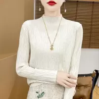 24秋冬新套头毛衣女安迪绒半高领针织打底衫女修身韩版厂