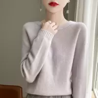 一线成衣圆领套头毛衣女秋冬宽松慵懒风安迪绒针织衫加厚保暖打底
