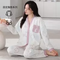 睡衣女秋冬季棉质和服开衫长袖可爱卡通家居服5XL加大码外穿套装