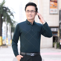 秋季真口袋商务休闲宽松版爸爸T恤中年男士长袖简约T恤百搭polo衫