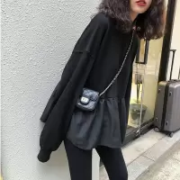 秋季新款韩版宽松显瘦学生休闲上衣纯色薄款卫衣女装