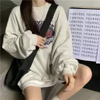 超火圆领卫衣女秋季新款韩版无帽薄款外套学生宽松上衣服女