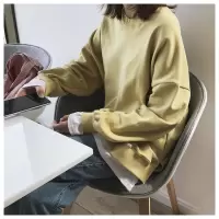 假两件加绒卫衣女新款秋冬季韩版宽松学生BF原宿风港味上衣潮