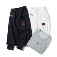 秋季圆领长袖T恤男士全棉运动修身上衣潮流体恤印花卫衣男打底衫