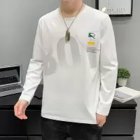 秋季新款长袖T恤韩版印花圆领纯棉打底衫印花修身上衣潮男装