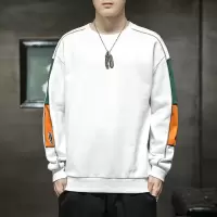男装卫衣男春秋季韩版潮牌拼色圆领长袖卫衣落肩款宽松打底衫
