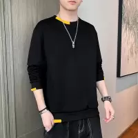 男装春秋季新款圆领卫衣男士韩版潮流拼色长袖打底衫宽松百搭衣服