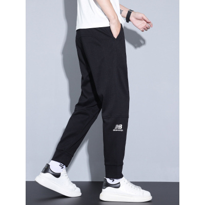 秋季男士卫裤简约易搭潮牌宽松休闲束脚哈伦学生抽绳运动裤男