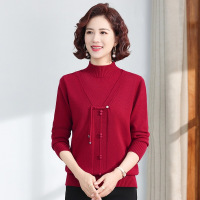 中老年女装年秋季妈妈装针织衫女40-60岁中年妇女毛线衫中领