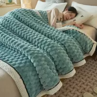 秋冬季多功能毛毯高克重法莱绒牛奶绒贝贝绒保暖加绒毛毯羊羔绒被