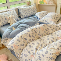 磨毛四件套全棉床上床单被套床笠款北欧日式简约家用无印风四件套