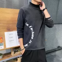 长袖T恤男士 双面德绒秋冬季新款保暖打底衫印花衣服潮牌男装