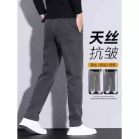莱赛尔裤子男款新款春秋款弹力松紧腰修身直筒商务休闲裤百搭