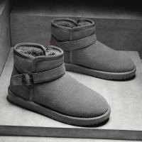 男士高帮雪地靴冬季新款皮面加绒加厚防寒保暖户外雪地运动男鞋