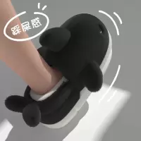 冬季男女同款踩屎感小鲨鱼棉拖鞋时尚休闲居家包跟加绒保暖棉鞋