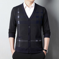 长袖开衫中年加厚保暖商务开衫外套爸爸装秋冬针织开衫男式羊毛衫