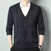 秋冬新款长袖开衫中年加厚保暖商务开衫外套秋冬针织男式羊毛衫