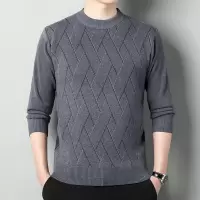 秋冬新款加厚男式立体花型针织衫 商务圆领打底保暖羊毛衫出