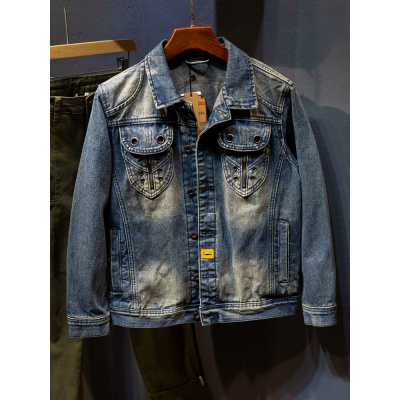 工厂源头春秋新款夹克上衣男士时髦百搭牛仔外套男高品质休闲男装