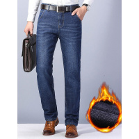 舒适加绒牛仔裤男士春秋款品质水洗直筒裤男款jeans trousers