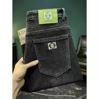 新款刺绣牛仔裤男士有弹性秋冬厚款潮牌韩版修身百搭简约男装