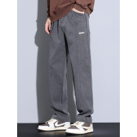 莱赛尔休闲裤男式拉链潮牌宽松舒适个性刺绣标时尚新款高级直筒裤