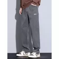 莱赛尔休闲裤男式拉链潮牌宽松舒适个性刺绣标时尚新款高级直筒裤