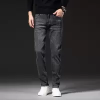 欧货港版男式弹力牛仔裤男青年春秋新款常规宽松小直筒休闲男裤子