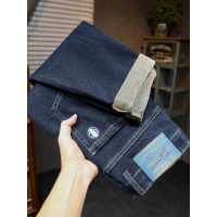 秋季新款男士牛仔裤直筒弹力刺绣百搭显瘦轻奢男款休闲裤厚款