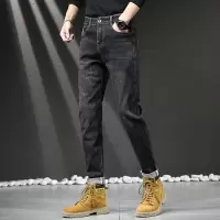 超柔软亲肤香港高端牛仔裤男年四季宽松修身潮牌休闲哈伦裤子