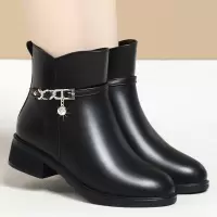 妈妈棉鞋女冬季新款粗跟中跟短靴加绒短筒舒适防滑中老年女靴