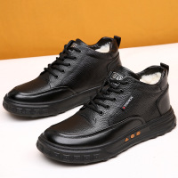 冬季男棉鞋加绒加厚保暖高帮皮毛一体棉皮鞋男真皮羊毛中年爸爸鞋