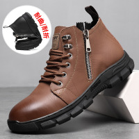 棉鞋男款秋冬季新款真皮软底防滑保暖加绒高帮休闲爸爸老人鞋