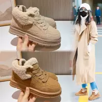 真皮雪地靴女冬季新款加绒毛毛平底鞋休闲保暖女靴百搭靴子女