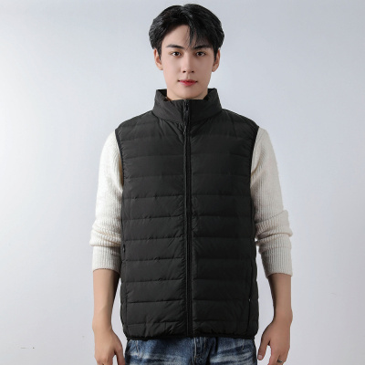 新款男式90绒男装立领马甲无缝面料羽绒服背心大码外套