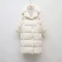 平湖90绒白鸭绒长款羽绒服女冬季新款简约时尚加厚宽松过膝外套潮