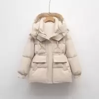平湖羽绒服女中长款年冬季新款小个子加厚百搭白鸭绒时尚连帽外套