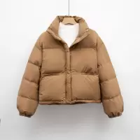 新纯色简约宽松立领多巴胺羽绒服女冬季韩版保暖面包服外套