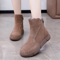 真皮厚底雪地靴女磨砂皮24冬季新款加绒加厚短靴大码防滑软底棉靴